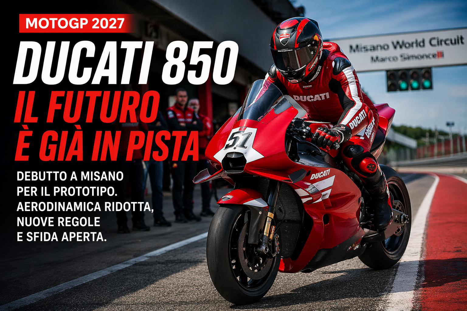 Ducati 850 MotoGP 2027: debutto a Misano, le novità vista in pista ...